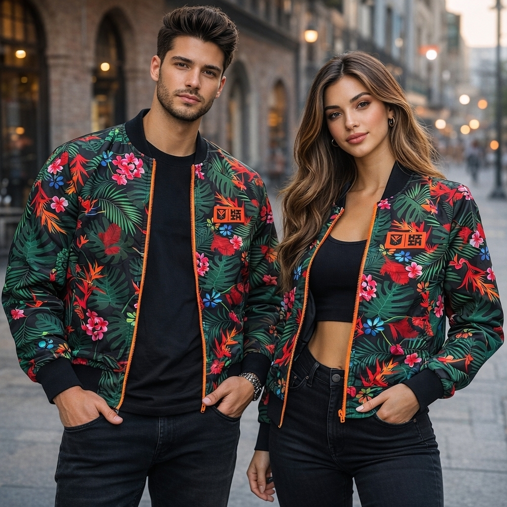 HAWAII'S FINEST – Chaqueta bomber unisex cortavientos – Estampado floral tropica